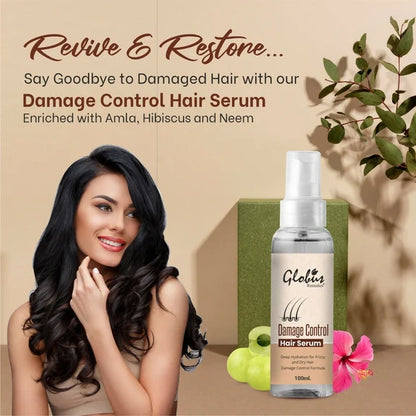 Globus Remedies Damage Control Hair Serum, For Frizzy Hair, Smoothens Rough Ends, Adds Instant Shine,100ml - 100 ml