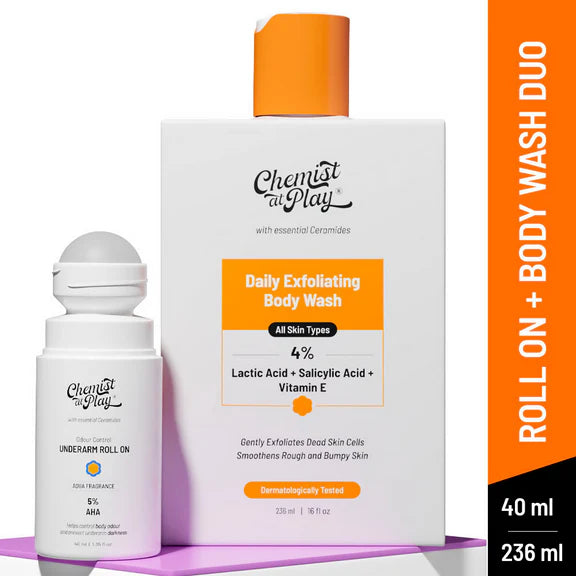 Chemist At Play Lactic Acid Exfoliating Body Wash & AHA Underarm Roll-On Combo - combo