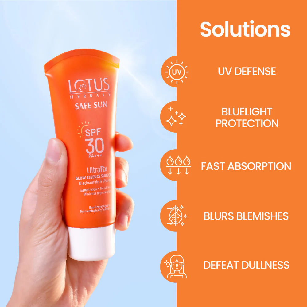 Lotus Herbals Safesun Ultrarx Glow Essence Sunscreen SPF 30 PA++++ - 50 gm