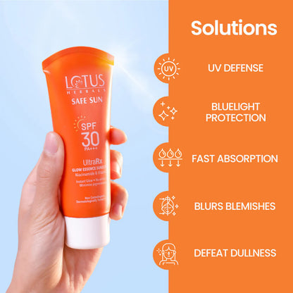 Lotus Herbals Safesun Ultrarx Glow Essence Sunscreen SPF 30 PA++++ - 50 gm