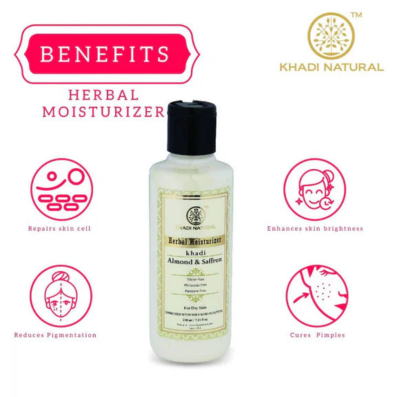 Khadi Natural Almond & Saffron Herbal Moisturizer - 210 ml
