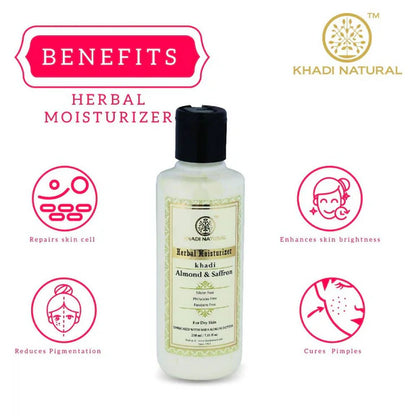 Khadi Natural Almond & Saffron Herbal Moisturizer - 210 ml