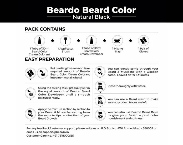 Beardo Beard Color for Men - Natural Black - 60 ml