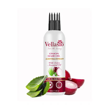 Vellasio Onion Aloevera Hair Oil & Ayurvedic Herbal Extracts - 100 ml