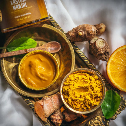 Yellow Kasturi Manjal Face Pack - Turmeric Ubtan for Skin Brightening, Tan Removal & Acne | Natural Glow