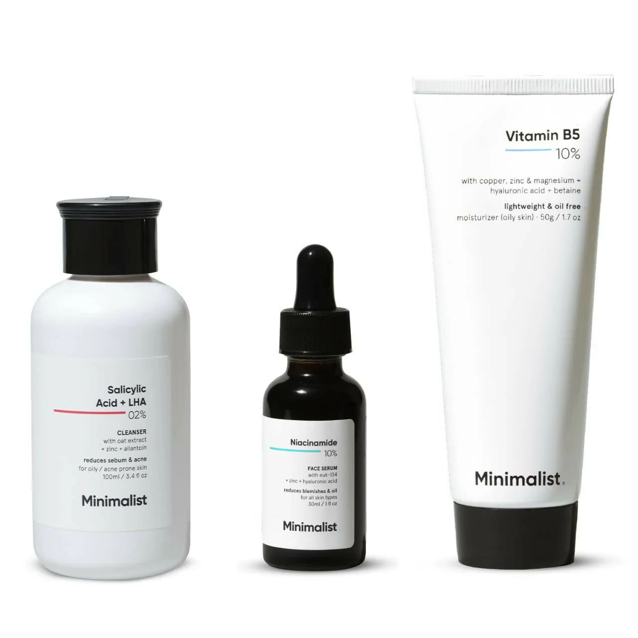 Minimalist Oily Skincare Kit For Women & Men, Face Wash, Serum & Moisturizer