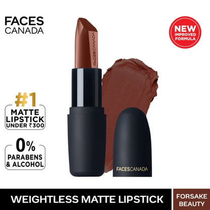 Faces Canada Weightless Matte Finish Lipstick - Forsake Beauty 01 - 4 gm