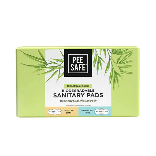 Pee Safe Organic Cotton Biodegradable Sanitary Pads-Quarterly Pack - 32 pads