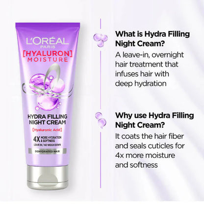 L'Oreal Paris Hyaluron Moisture Hydra Filling Night Cream Hair - 180 ml