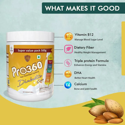 Pro360 Diabetic Care Protein Powder - 500 gm