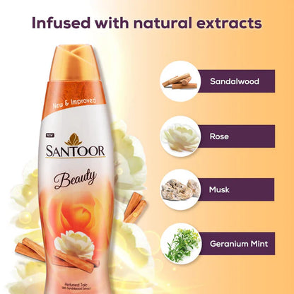 Santoor Beauty Perfumed Talc With Sandalwood Extracts - 400 gm