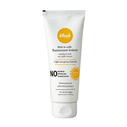 Vilvah Store Melt In Milk Sunscreen SPF 50 Pa+++ With Soy Milk Extract