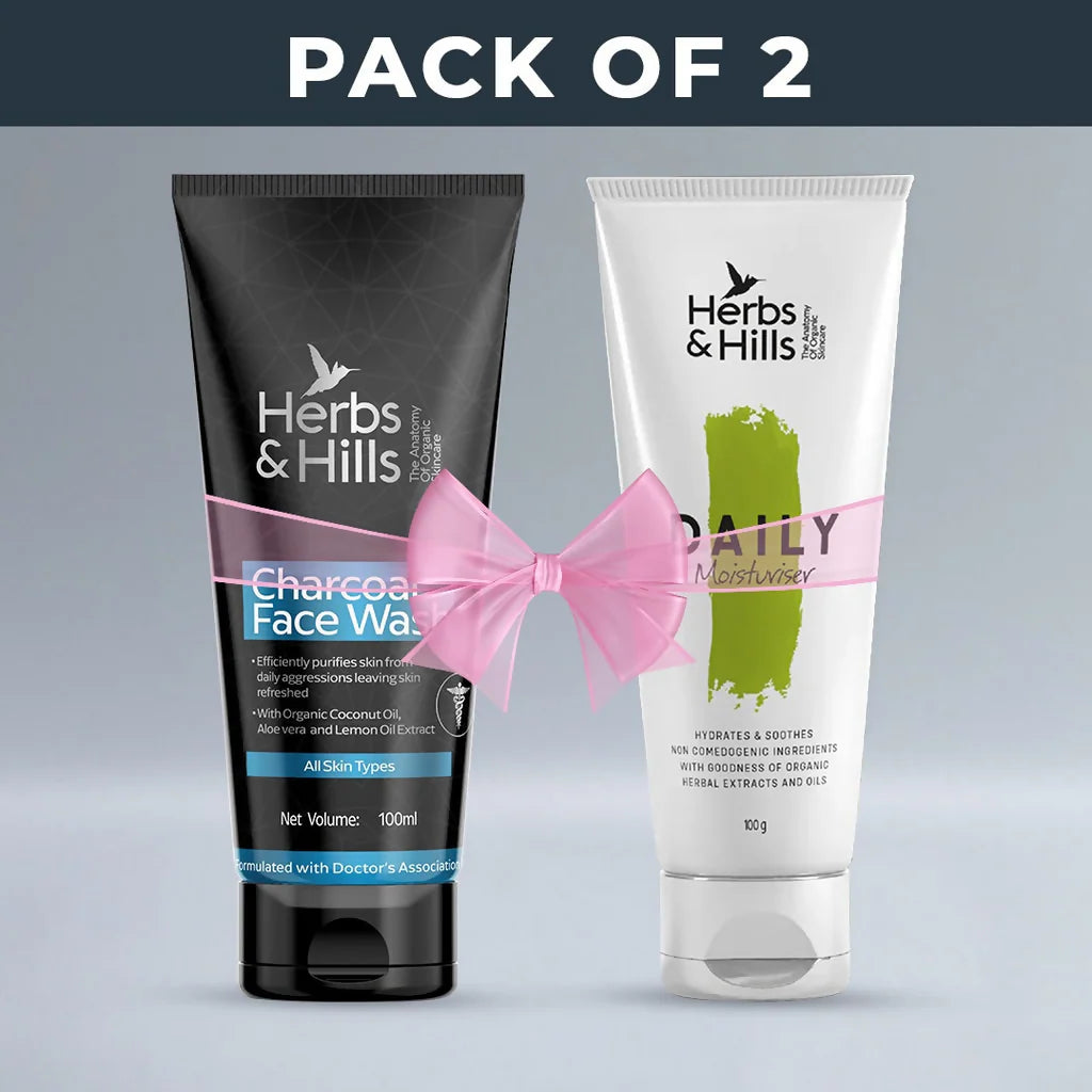 Herbs & Hills Charcoal Facewash & Moisturiser - combo