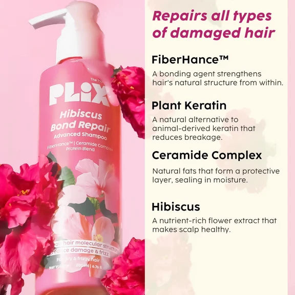 PLIX The Plant Fix Hibiscus Bond Repair Advanced Hair Oil & Shampoo - combo