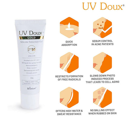 Brinton UV Doux Gold Silicone Sunscreen Gel SPF 50 - 50 gm