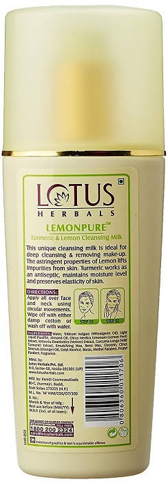 Lotus Herbals Lemonpure Turmeric And Lemon Cleansing Milk - 170 Ml