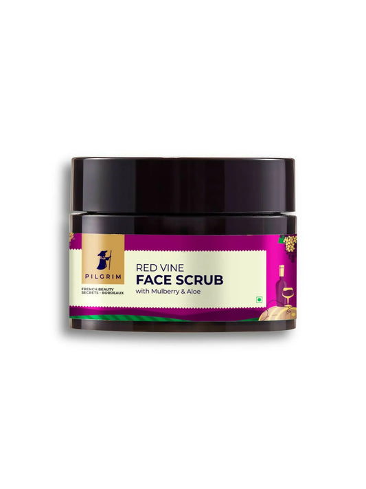 Pilgrim French Red Vine Face Scrub with Mulberry Extract & Aloe For Glowing Skin, Tan Removal, De-Pigmentation -50 gm