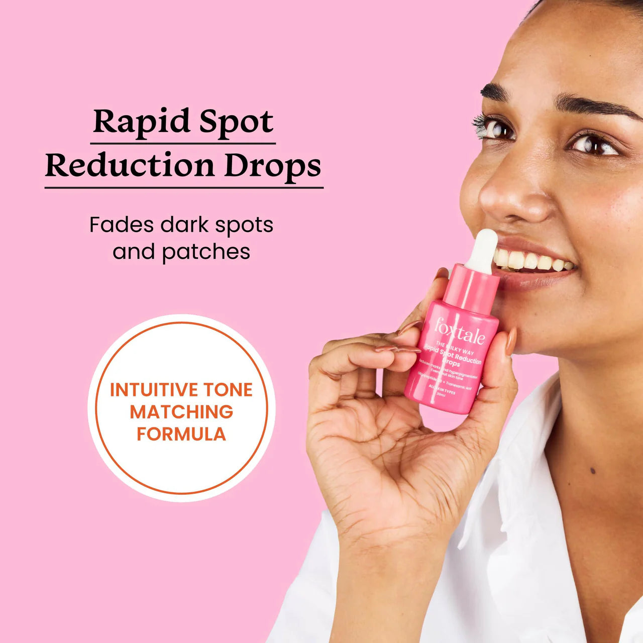 Foxtale Milky Way Rapid Spot Reduction Drops with 3% Tranexamic Acid Serum & Niacinamide - Reduces Marks and Hyperpigmentation, Evens Out Skin Tone