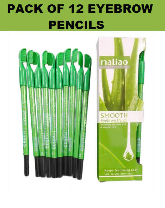 Maliao Black Eyebrow Pencils For Ease And Precise Application (Pack Of 12) - Pack of 12