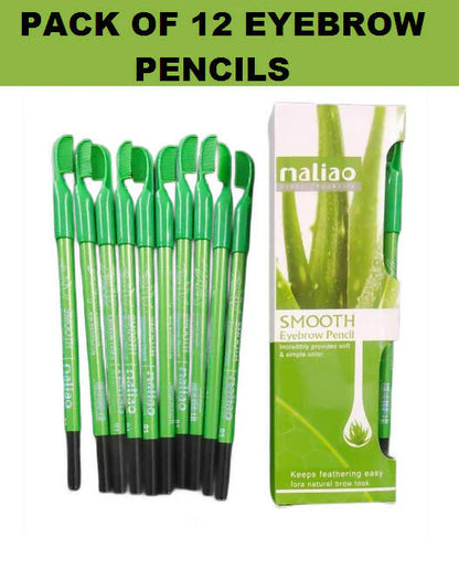 Maliao Black Eyebrow Pencils For Ease And Precise Application (Pack Of 12) - Pack of 12