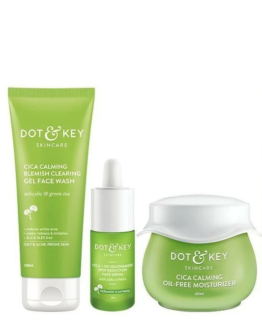 Dot & Key Cica + Niacinamide C + E CSM (Cleanser, Serum, Moisturizer) Routine for Oily & Acne Prone Skin - combo