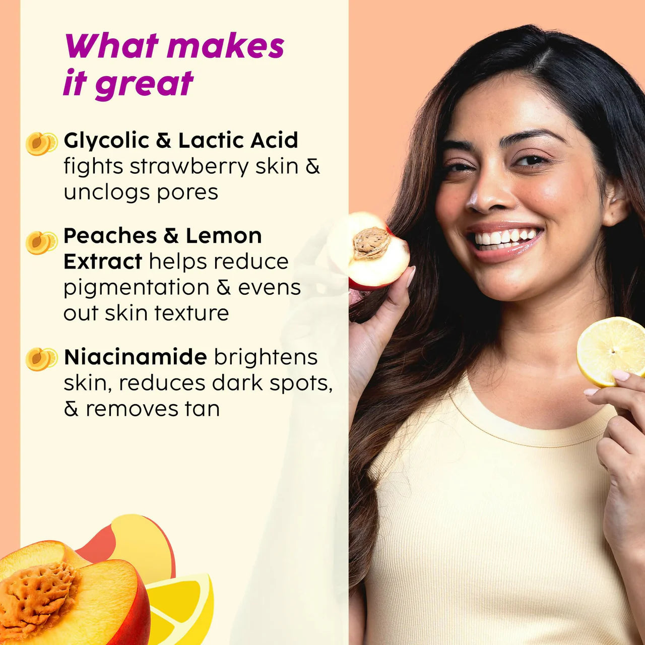 PLIX The Plant Fix Peaches & Lemon Detan Bump Eraser Scrub - Removes Tan & Restores Skin’s Moisture, Reduces Dark Spots