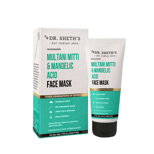 Dr. Sheth's Multani Mitti & Mandelic Acid Face Mask For Glowing Skin, Oil Control, Tan Removal & Skin Brightening