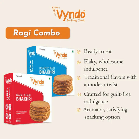 Vyndo Ragi Bhakhri Combo (Roasted Ragi Bhakhri + Masala Ragi Bhakhri) - combo